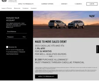 CadillacFinancial.com(Cadillac Lease & Financing) Screenshot