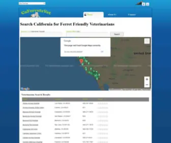 Caferretvets.com(Ferret veterinarian directory for California) Screenshot