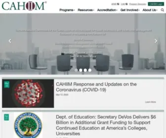 Cahiim.org(The Commission on Accreditation for Health Informatics and Information Management Education (CAHIIM)) Screenshot