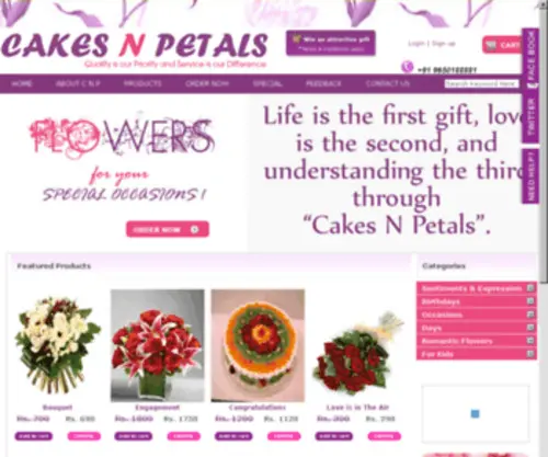 Cakesandpetals.net(India's Online Shopping Gifts Store) Screenshot