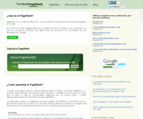 Calculapagerank.com(calculapagerank) Screenshot