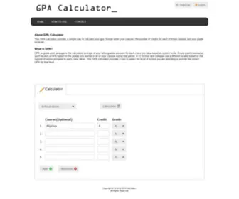 Calculatinggpa.com(Calculate your gpa using this easy to use online GPA Calculator) Screenshot