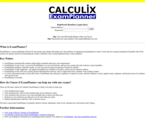 Calculix.com(Exam scheduling software for University admin) Screenshot