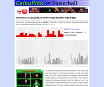 Calcupick.com(Powerball Number Generator) Screenshot