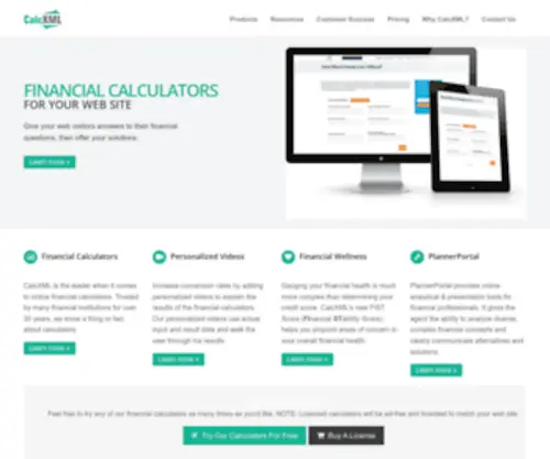 CalcXml.com(Financial Calculators from CalcXML) Screenshot