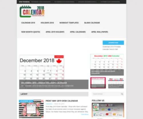 Calendar2018I.com(Calendar 2018I) Screenshot