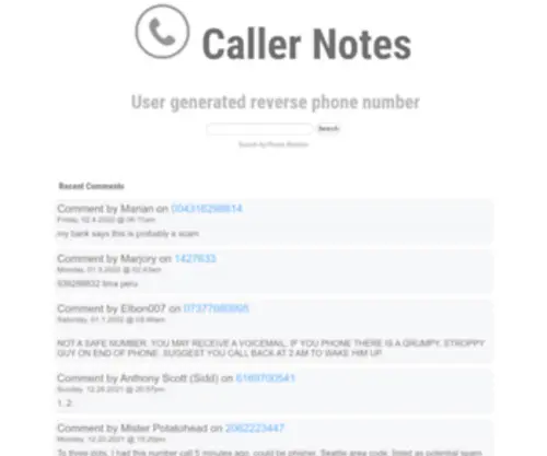 Callernotes.org(Caller Notes) Screenshot