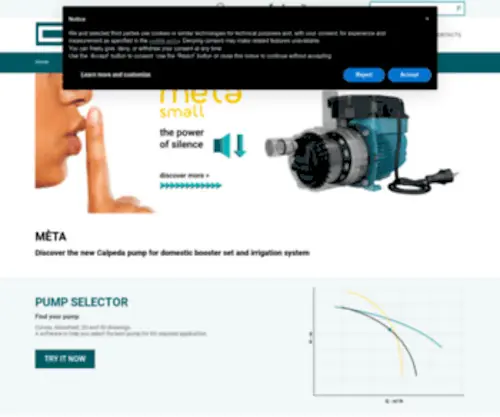 Calpeda.net(Elettropompe industriali e per uso residenziale) Screenshot