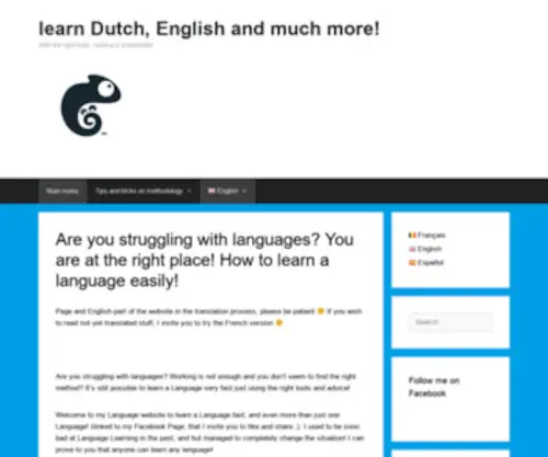 Cameleondeslangues.be(Voici comment apprendre une langue facilement) Screenshot