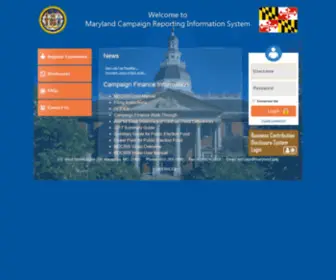 Campaignfinancemd.us(Maryland Campaign Reporting Information System) Screenshot
