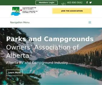 Campingalberta.ca(Parks and Campgrounds Owners' Association of Alberta) Screenshot