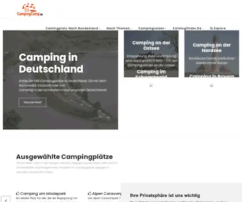Campingcamp.de(Über 1.100 Campingplätze in den schönsten Regionen Deutschland) Screenshot