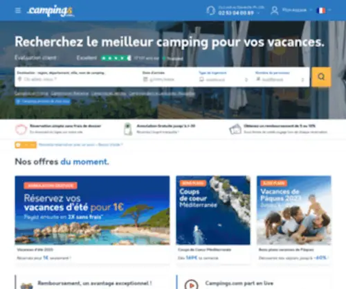 Campingnumero1.fr(Camping et Location de Mobil Home) Screenshot