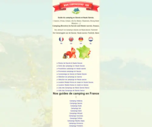 Campingsavoie.com(Camping savoie et haute Savoie à Annecy campings en france a Evian lac leman Chamonix Mont Blanc) Screenshot