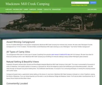 Campmackinaw.com(Mackinaw Mill Creek Camping is a Mackinaw City RV Resort Camp on the Straits of Mackinac and has Cabins with Kitchenettes) Screenshot