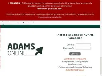 Campusadams.com(Acceso al Campus Adams) Screenshot