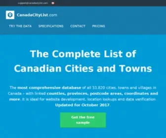 Canadacitylist.com(SQL & CSV download)) Screenshot