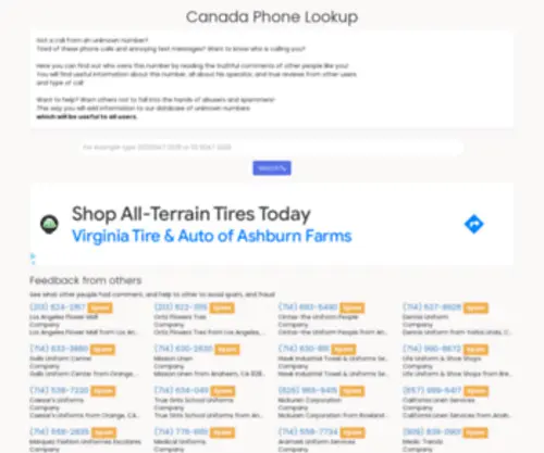 Canadaphonelookup.com(Canadaphonelookup) Screenshot