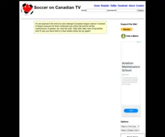 Canadasoccertv.ca(TV listings for Soccer (Football)) Screenshot
