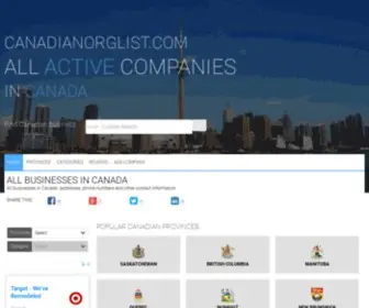 Canadianorglist.com(All businesses in Canada) Screenshot