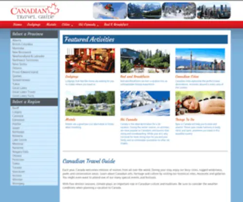 Canadiantravelguide.net(Travel and tourism guide for regions and provinces of canada) Screenshot