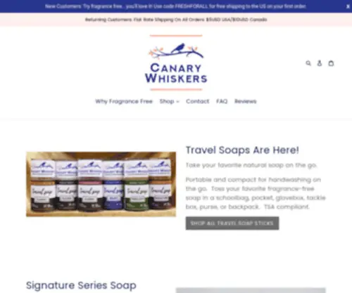 Canarywhiskers.com(Canary Whiskers Soap Company Always Fragrance Free) Screenshot