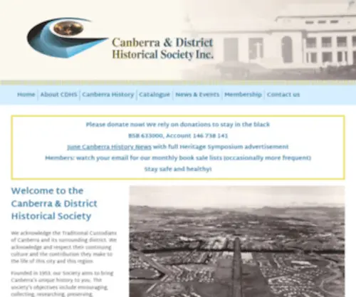 Canberrahistory.org.au(Canberra District Historical Society) Screenshot