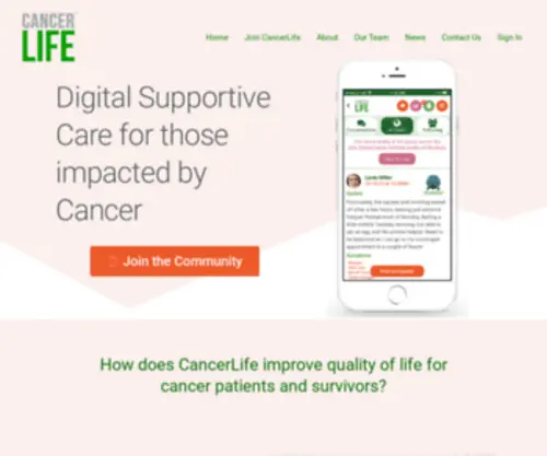 Cancerlife.com(Digital Supportive Care for those impacted by Cancer) Screenshot