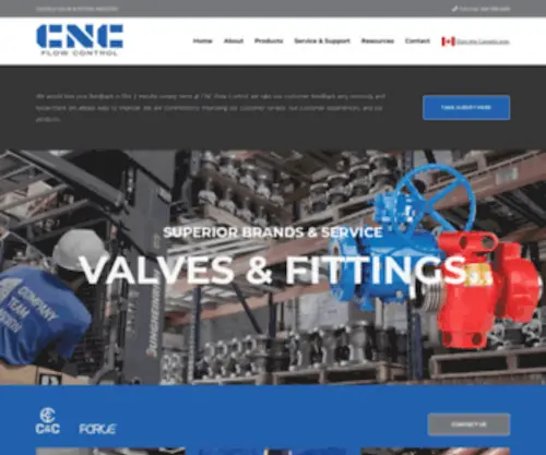 CandcValve.com(CNC Flow Control) Screenshot