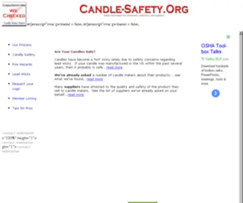 Candle-Safety.org(Candle Safety) Screenshot