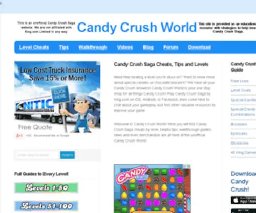 Candycrushworld.com(Candy Crush World) Screenshot