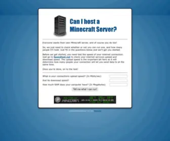 Canihostaminecraftserver.com(Can I host a Minecraft Server) Screenshot