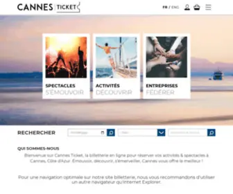 Cannesticket.com(Billetterie officielle pour réserver vos activités & spectacles à Cannes (Côte d'Azur)) Screenshot