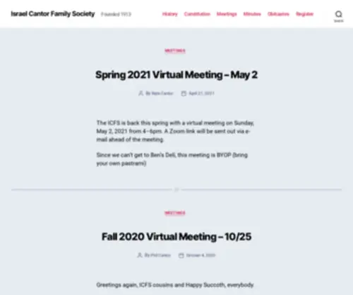 Cantorfamilysociety.org(Founded 1913) Screenshot