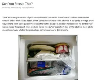 Canyoufreezethis.com(Information about freezing various products) Screenshot