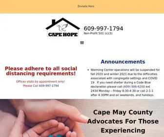 Capehopecares.org(Cape May County Homeless Advocates) Screenshot