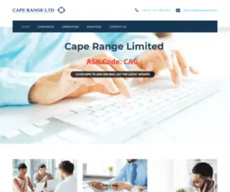 Caperange.com.au(Cape Range Limited ASX CAG) Screenshot