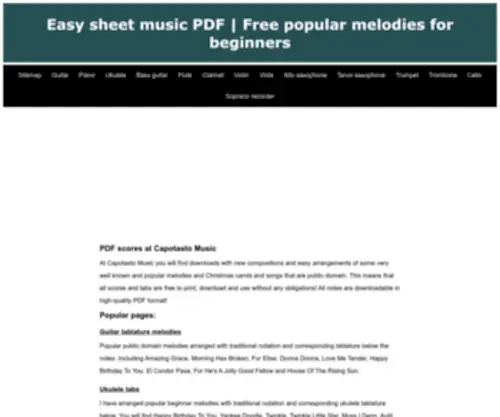 Capotastomusic.com(Easy sheet music PDF) Screenshot