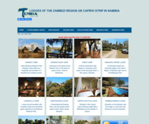 Caprivi-Accommodation.com(National Parks and lodges of the Caprivi strip in Namibia) Screenshot