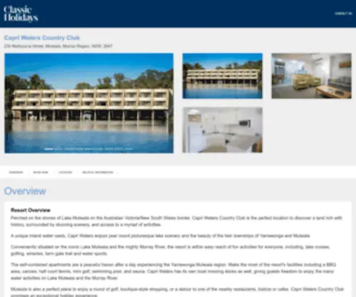 Capriwaters.com.au(Classic Holidays Resorts) Screenshot