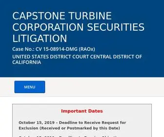 Capstoneturbinesecuritieslitigation.com(Capstone Turbine Corporation Securities Litigation) Screenshot