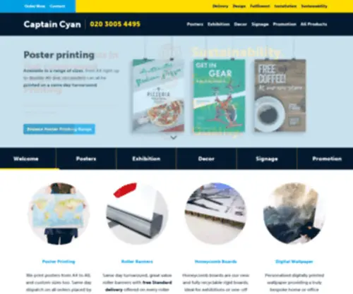 Captaincyan.com(UK's Fastest Large Custom Poster Printing) Screenshot