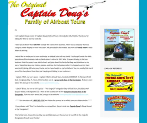 Captaindougs.com(Captain Doug's Airboat Tours in Everglades City) Screenshot