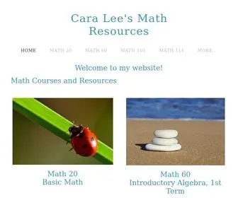 Caraleemath.com(Cara Lee's Math Resources Portland Community College) Screenshot