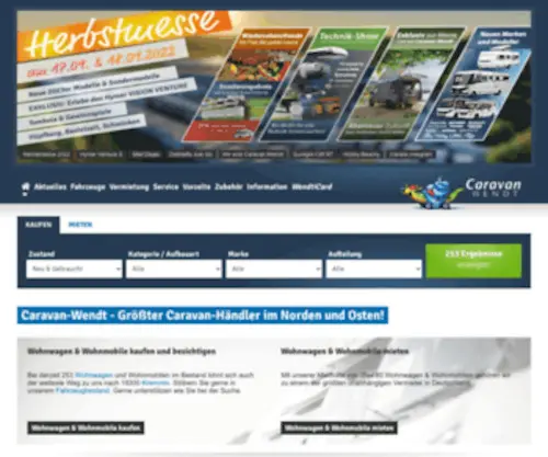 Caravan-Wendt.com(Reisemobile, Wohnwagen & Caravans günstig kaufen oder mieten) Screenshot