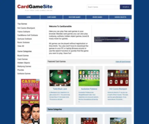 Cardgamesite.com(Free Card Games Games) Screenshot