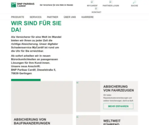 Cardif.de(BNP Paribas Cardif Versicherungen) Screenshot
