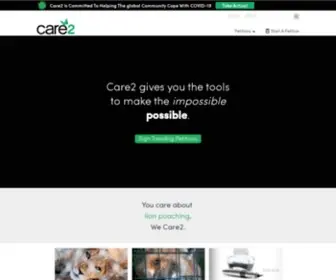 Care2.com(Care2 is the world's largest social network for good) Screenshot
