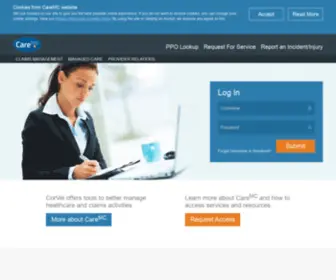 Caremc.com(CorVel's Claims Management Website) Screenshot