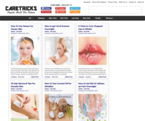 Caretricks.com(A Complete Health Care Guide covering areas of Health Care including Skin Care) Screenshot